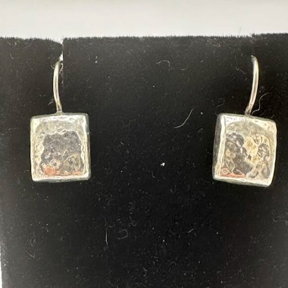 Silpada Sterling Petite Hammered Puffy Square Earrings - Picture 3 of 3